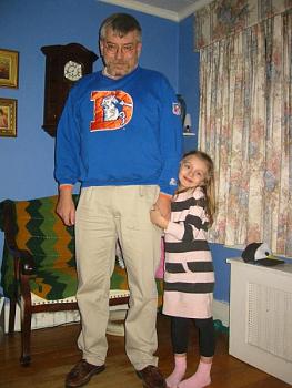 Dad and Nancy this Spring, with me in an Old School Bronco sweatshirt