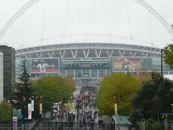 View of Wembley Stadium from the train station