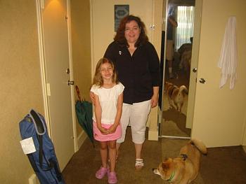 Mrs. D, Nancy, and Phoebe the dog in Lancaster PA, July 2008